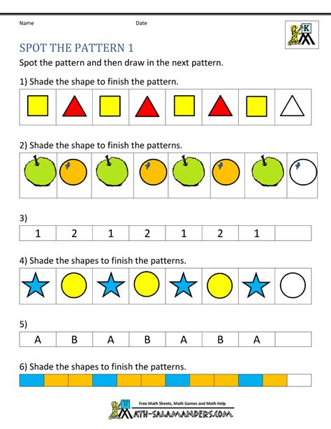 Patterns Worksheet For Kindergarten - Kindergarten
